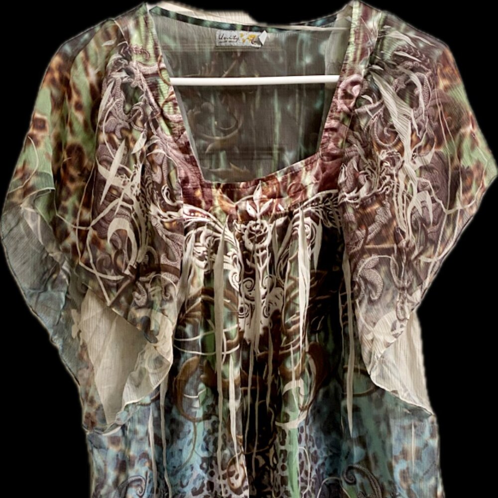 Flowy Sleeveless Multicolor Blouse